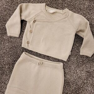 Snug Baby Knit Sweater and Pants Set Cream 3-6M Cotton